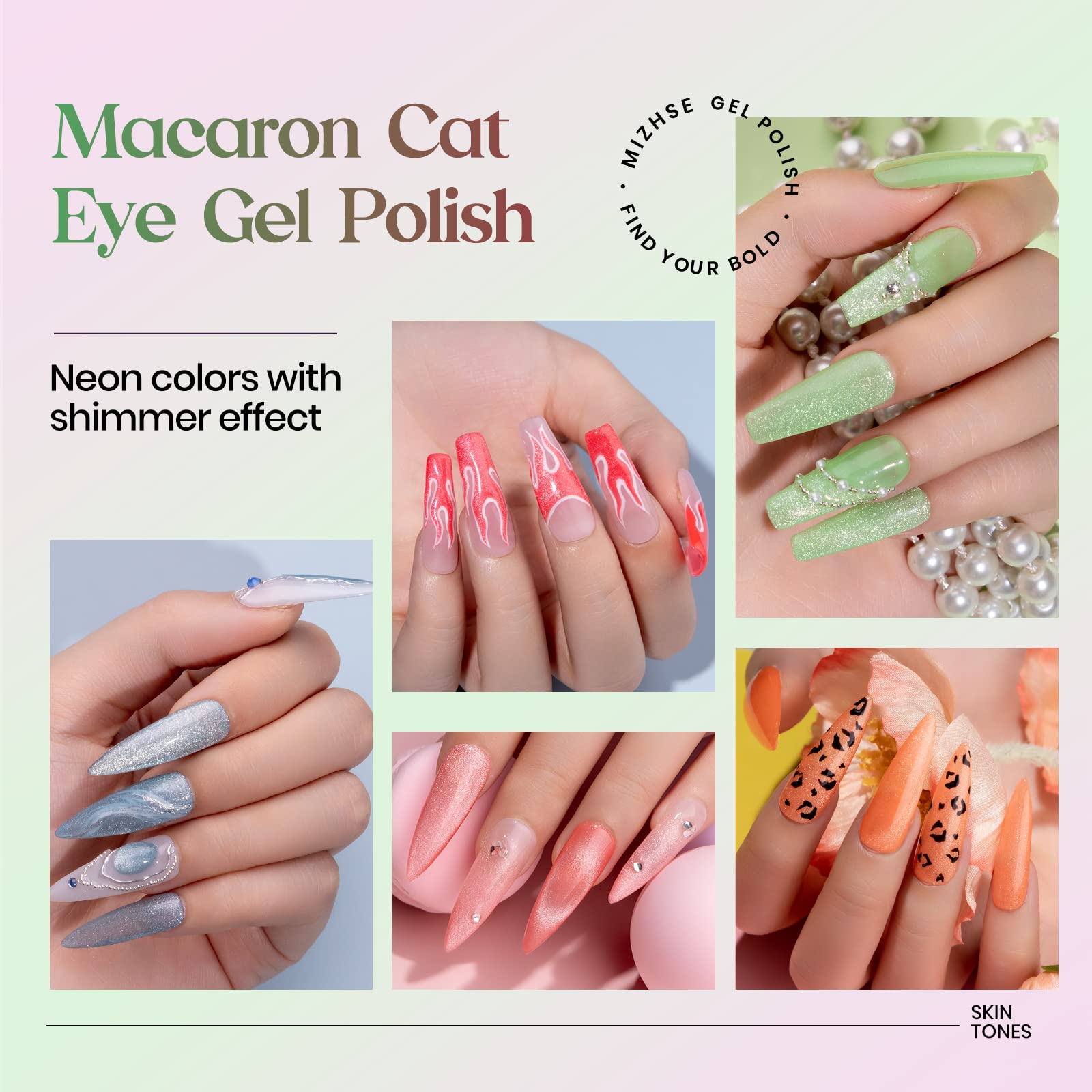 Amazon.com : MIZHSE Glow in The Dark Gel Nail Polish, Macaroon Cat